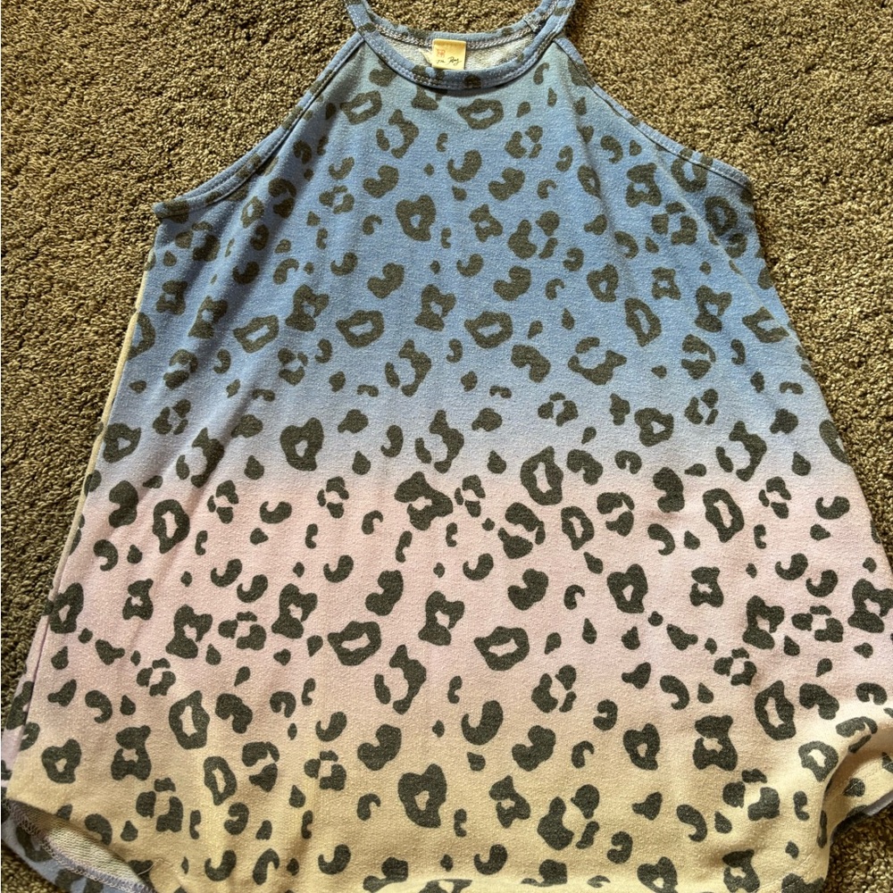 7th Ray Leopard Print Tank Top - Blue and Pink